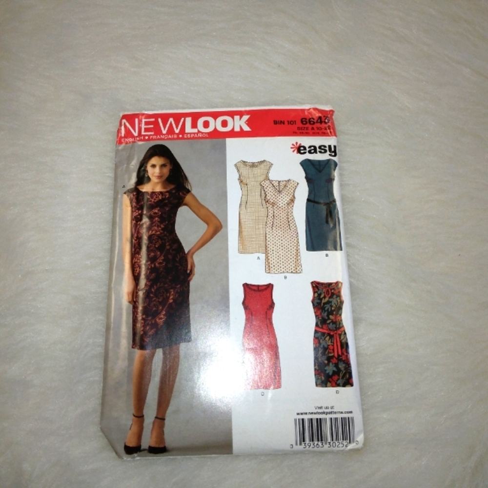 NEW LOOK 6643 Sz 10-22 EASY Misses dress with neckline variations